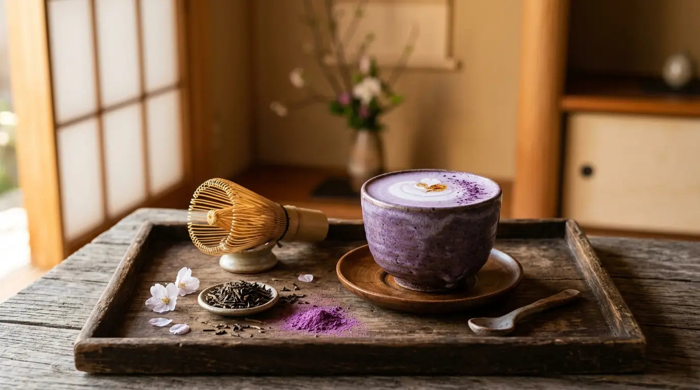 Ube hojicha latte : la fusion japonaise violette Image