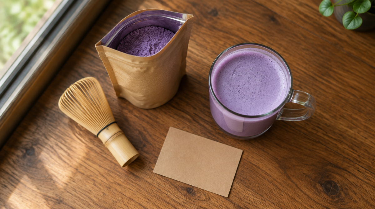 Poudre d'ube, fouet bambou et ube latte, idées cadeau autour de l'ube